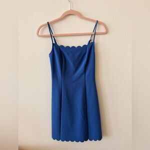 LIKELY | Elegant Blue Scalloped Dress